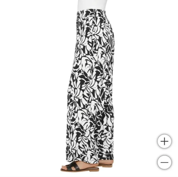 NWT Three Dots Women's Pull-On Pant Black/White - Picture 2 of 9